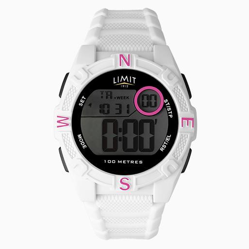 Limit Men s Watch White Case Silicone Strap with Black Dial 5964
