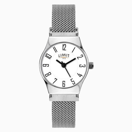 White dial cheap silver mesh watch