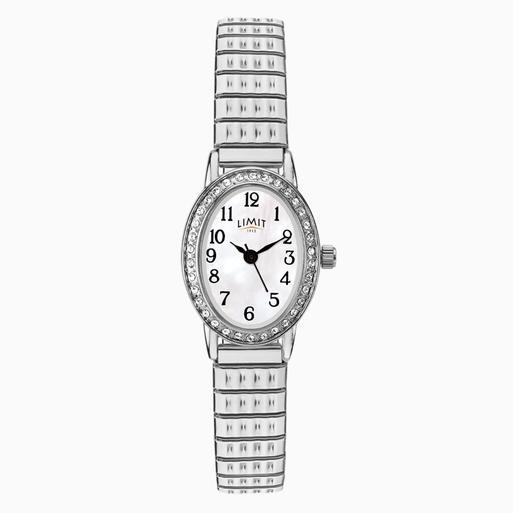 Limit Ladies Watch Silver Case Stainless Steel Mesh Bracelet with White Dial 6029